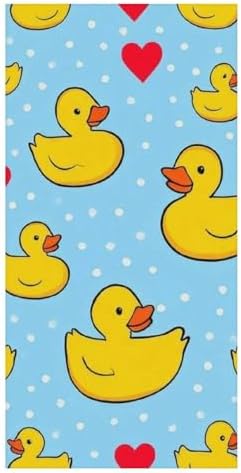 Extra Large Beach Towel with Heart Dots and Ducks Pattern
