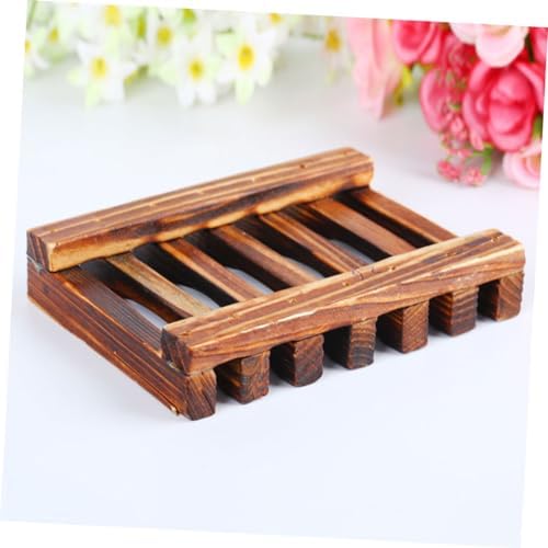 Zerodeko 2pcs Carbonized Wooden Soap Holder with Drainage