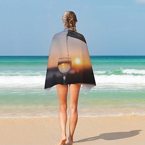 Sxakswol Wine Glass Beach Towel Oversized 36x72 Inch