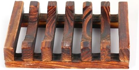 4PC Carbonized Wood Soap Holder for Kitchen Bathroom Countertops