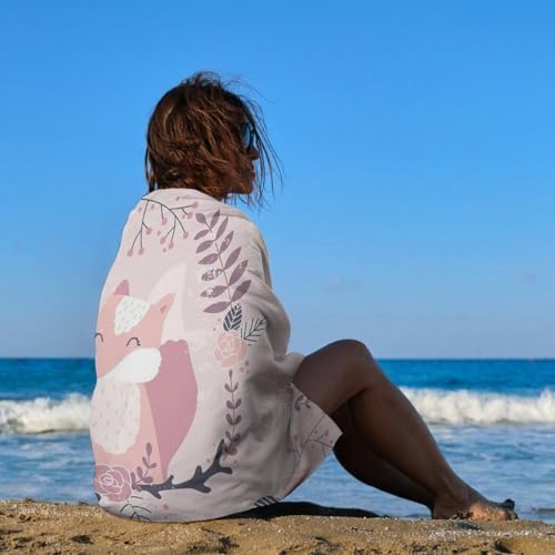 ERHN Cartoon Fox Beach Towels for Adults