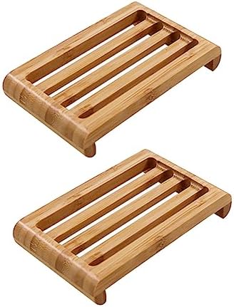 HAKIDZEL Bamboo Soap Holder Set of 2 for Bathroom