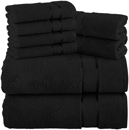 Elegant Comfort Premium Cotton 8-Piece Towel Set Black