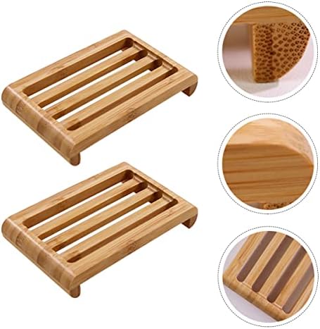 HOOTNEE Travel Soap Dish Bamboo Style Sturdy Holder
