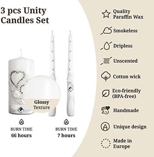 VABA Wedding Unity Candle Set 6 Pillar 10 Taper