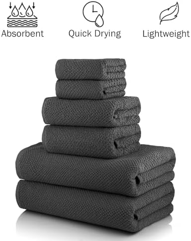 CASA COPENHAGEN Popcorn Textured 6 Piece Towel Set - Pine Grey