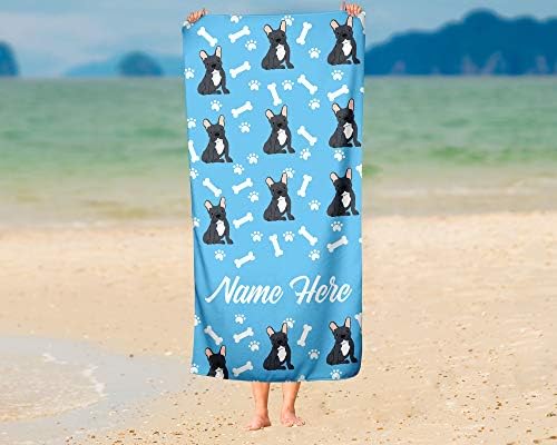 Personalized Black French Bulldog Pattern Towels for Adults Kids