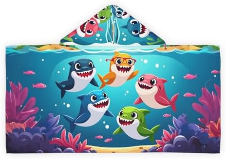 Baby Shark Themed Youth Hooded Towel