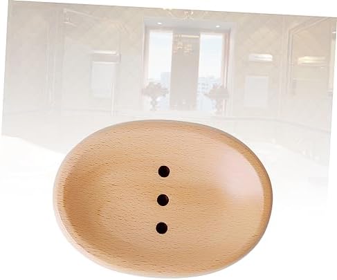 Unomor Oval Soap Holder Wooden Drainer for Tidy Bathroom Storage