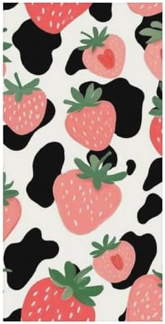 4SEE Pink Strawberry Cow Print Beach Towel for Women Men