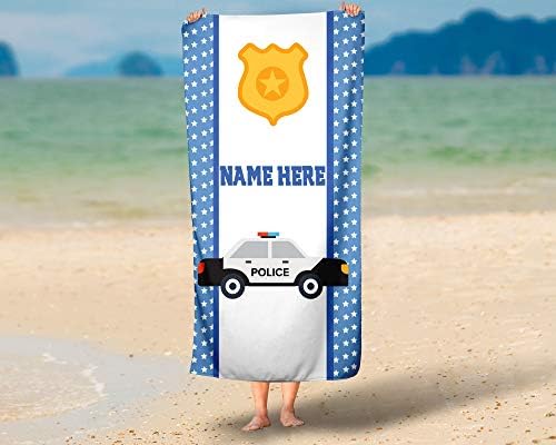 Personalized Police Car Polycotton Towel for Kids 1