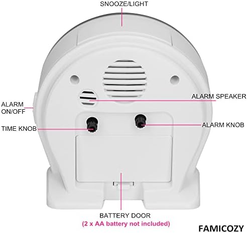 FAMICOZY 45 Silent Analog Alarm Clock with Big Numbers