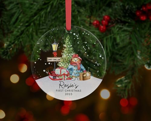 Personalized First Christmas Bear Bauble Decoration