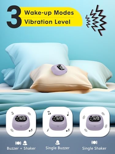 ROCAM Vibrating Alarm Clock with 3 Modes and Week Display