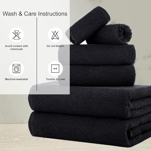 CASA COPENHAGEN Popcorn Towel Set 6 Pieces Black
