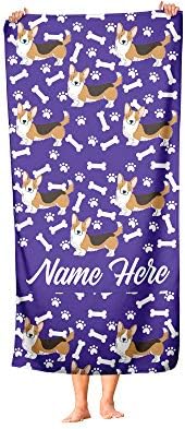 Extra Large Personalized Pet Corgi Towel for Family