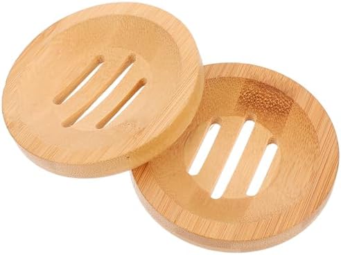 WOONEKY 2pcs Wooden Soap Holders Natural Drainage Bathroom Kitchen Sinks