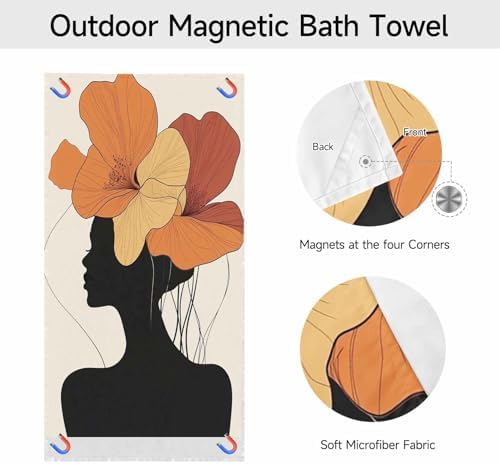 Abstract Girl Magnetic Bath Towel for Travel and Beach Use