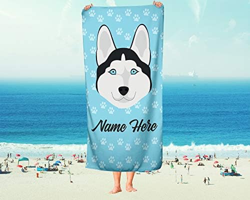 Personalized Siberian Husky Beach and Bath Towels - Large and Medium 1