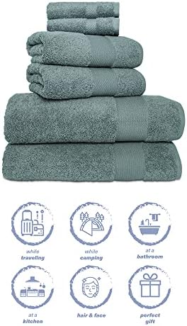 6-Piece Bath Towel Set - High Absorbency Dark Green