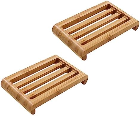 MAGICLULU 2pc Bamboo Soap Dish Drainer