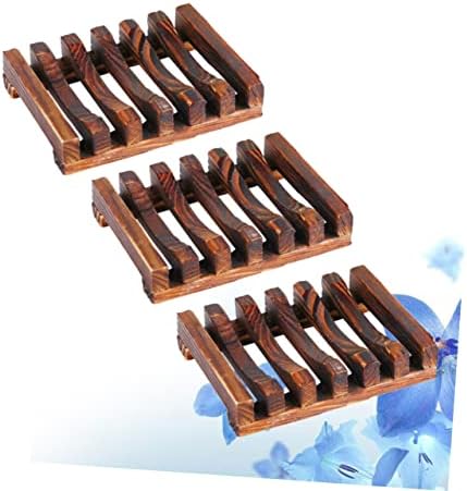 3pcs Wooden Soap Dish Classic Style Holder for Bathroom Kitchen
