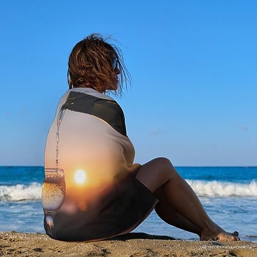 Sxakswol Wine Glass Beach Towel Oversized 36x72 Inch