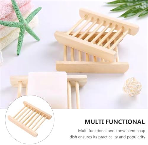 Ciieeo 6Pcs Wooden Soap Dish for Bathroom and Kitchen