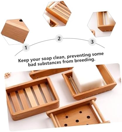 Stylish Bamboo Soap Holder 2pcs Wooden Draining Tray