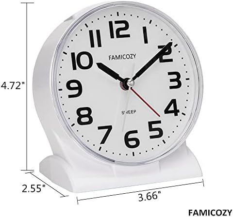 FAMICOZY 45 Silent Analog Alarm Clock with Big Numbers
