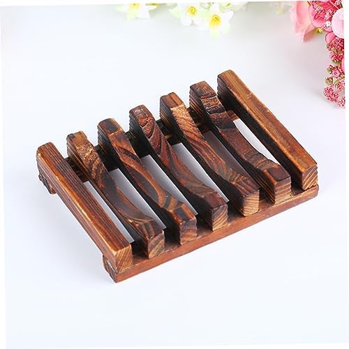 4PC Carbonized Wooden Soap Holder for Bathroom and Kitchen 1