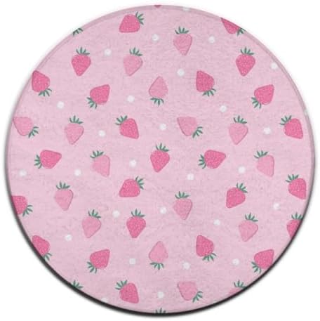 Modern Pink Strawberry Polka Dot Rug 36inch