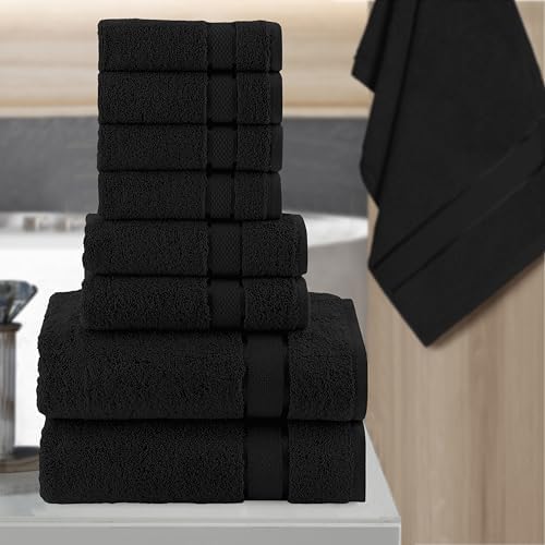 Elegant Comfort Premium Cotton 8-Piece Towel Set Black