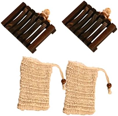 FONDOTIN Linen Bubble Making Soap Bag with Wooden Holder