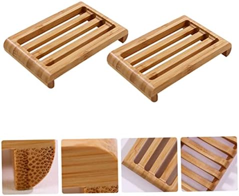2pc Bamboo Soap Dish for Kitchen Sink and Bathroom