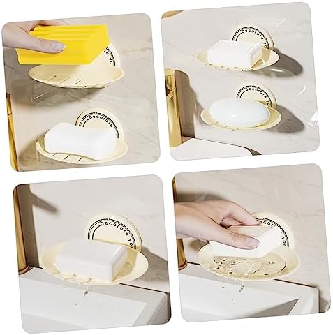 Amosfun 2pcs Self Draining Soap Dish Wall Mounted