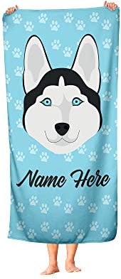 Personalized Siberian Husky Beach and Bath Towels - Large and Medium 1