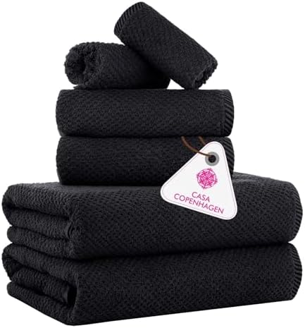 CASA COPENHAGEN Popcorn Towel Set 6 Pieces Black