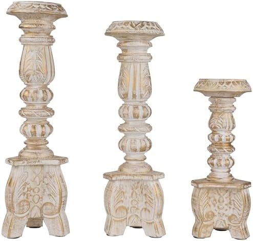 Northlight Brushed Gold Wooden Candle Holder Set of 3