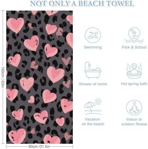 4SEE Super Soft Leopard Print Beach Towel - Dark Gray Black