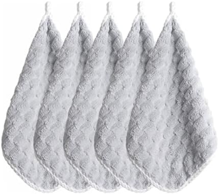 GIBZ 5 Pack Absorbent Washcloths Soft Towels Set with Hanging Loops