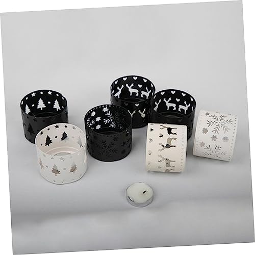 Cabilock Iron Hollow Christmas Candle Holder Snowflake Design Black