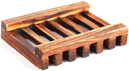 2pcs Wooden Carbonized Soap Dish Holder for Kitchen and Bathroom