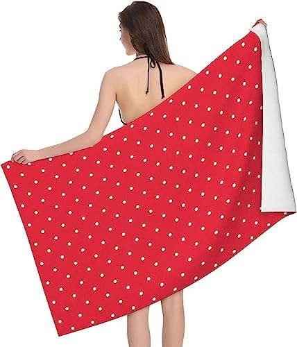 Sxakswol Red Dot Beach Towel 28x60 inch