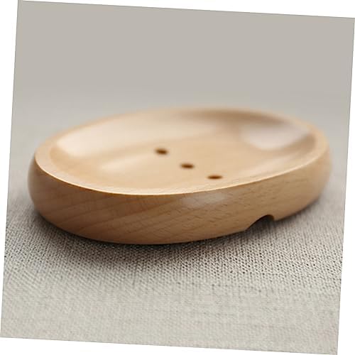 Amosfun Self-Draining Wooden Soap Dish Holder Round Oval Options