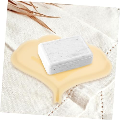 Cabilock Self Draining Silicone Soap Dish with Ginkgo Leaf Design
