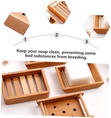 BRIGHTFUFU Bamboo Sink Soap Holder Draining Tray