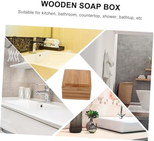Mobestech Wooden Soap Dish with Lid for Bathroom