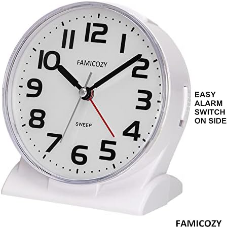 FAMICOZY 45 Silent Analog Alarm Clock with Big Numbers