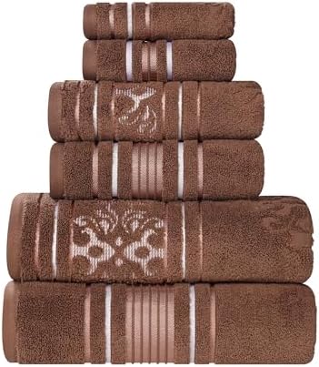 Superior Cotton 6-Piece Floral Towel Set - Chocolate